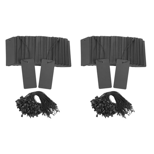 Remingtape 800 Set Schwarze Preisschilder mit Schnur, GeschenkanhäNger mit Sicherheitsnadeln, Individuelle KleidungsanhäNger, Schwarze HäNgeetiketten Aus Kraftpapier von Remingtape