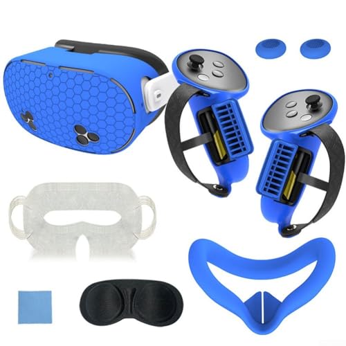 Komplettes 7-teiliges Silikon-Set für Meta Quest3S VR Headset, Anti-Auslauf-Nasenpolster (blau) von RemixAst