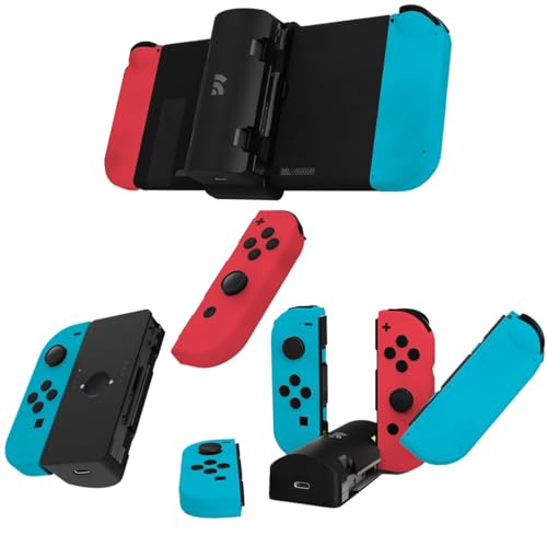 Remotto Enerjoy Go - Tragbares Ladegerät für Nintendo Switch & OLED, Powerbank 5.000 mAh, Akku 3-in-1: Kabelloses Laden, Controller-Modus und Ladestation Joy-Cons, Switch-Zubehör von Remotto