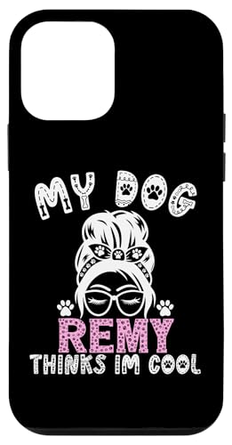 Hülle für iPhone 12 mini Personalisierbares Geschenk für Hunde mit Aufschrift "My Dog Thinks I'm Cool" von Remy Dog Name GIfts