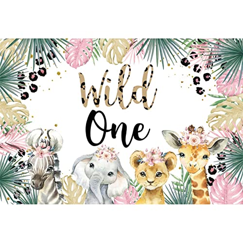 Renaiss 1.8x1.2m Wild One Party Kulisse Safari Dschungel Tiere Thema Mädchen 1 Geburtstag Fotografie Hintergrund Baby Dusche Kuchen Tisch Banner Dekoration Vinyl Fotostudio Requisiten von Renaiss