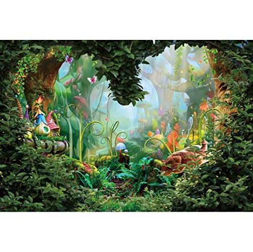 Renaiss 2.2x1.5m Fantasie Wald Kulisse Wunderland Dschungel Bäume Pilz Bunte Pflanzen Fotografie Hintergrund Kinder Geburtstag Party Dekor Baby Dusche Vinyl Foto Requisiten von Renaiss