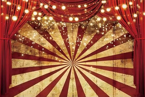 Renaiss 2.5x1.8m Zirkus Show Kulisse Karneval Rote Streifen Vorhang Glitzer Lichter Fotografie Hintergrund Baby Shower Geburtstag Party Dekor Kinder Portrait Foto Requisiten Vinyl von Renaiss