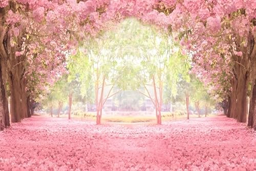 Renaiss 3.5x2.5m Kirschblüten Hintergrund Frühling Garten Rosa Blume Wunderland Fotografie Hintergrund Hochzeit Geburtstag Party Dekoration Kinder Mädchen Portrait Foto Requisiten Vinyl von Renaiss