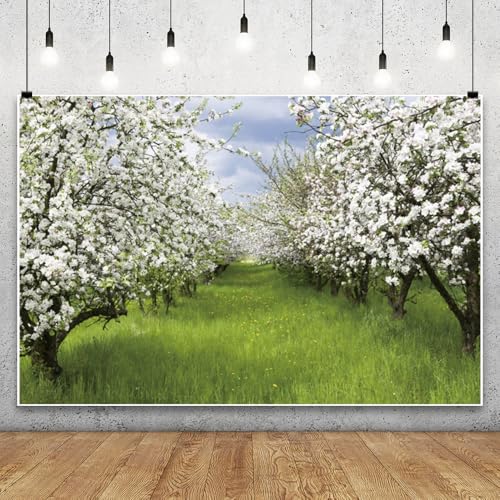 Renaiss 4.5x3m Frühling Garten Hintergrund Wiese Bäume Natur Szenerie Fotografie Hintergrund Party Dekoration Kinder Erwachsene Portraits Hochzeit Fotostudio Requisiten Vinyl von Renaiss