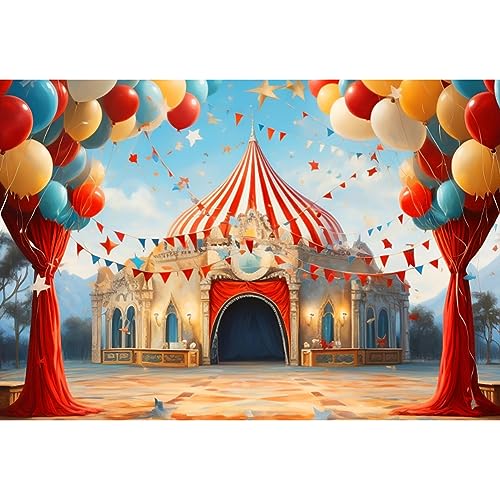 Renaiss 4.5x3m Zirkus Karneval Kulisse Karneval Großzelt Foto Hintergrund Kindergeburtstag Party Dessert Tischdekoration Karneval Party Banner Vinyl Fotostudio Requisiten von Renaiss