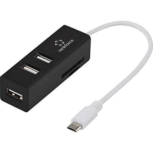 Renkforce 3 Port USB 2.0 OTG-Hub mit SD-Kartenleser RF-3586293 Schwarz von Renkforce