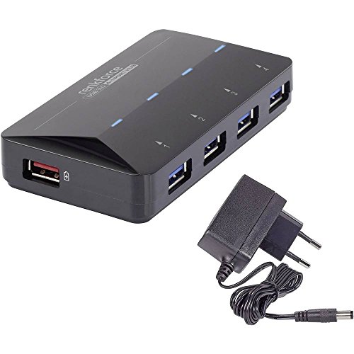 Renkforce 4+1 Port USB 3.2 Gen 1-Hub (USB 3.0) mit Schnellladeport, mit Status-LEDs Schwarz von Renkforce