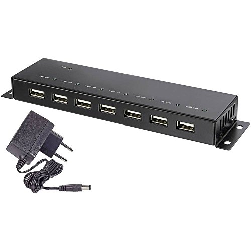 Renkforce RF-4791678 7 Port USB 2.0-Hub Metallgehäuse, zur Wandmontage Schwarz von Renkforce