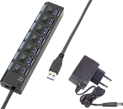 Renkforce RF-4821051 Schnittstellen-Hub USB 3.2 Gen 1 (3.1 Gen 1) Type-A 5000 Mbit/s Schwarz (RF-4821051) von Renkforce