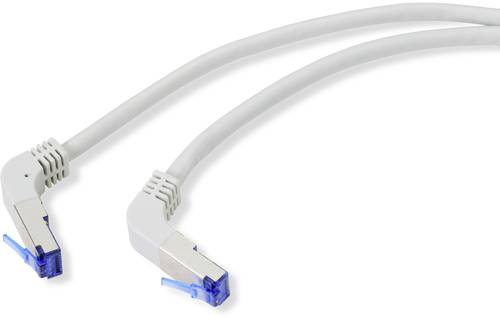 Renkforce RF-4892468 RJ45 Netzwerkkabel, Patchkabel CAT 6a S/FTP 0.15m Grau 90° nach unten gewinkelt von Renkforce