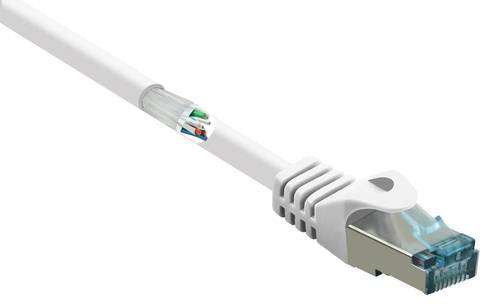 Renkforce RF-5043914 RJ45 Netzwerkkabel, Patchkabel CAT 6a S/FTP 1.00m Weiß mit Rastnasenschutz, Fl von Renkforce