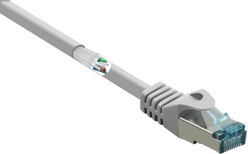 Renkforce RF-5047494 RJ45 Netzwerkkabel, Patchkabel CAT 6a S/FTP 0.50m Grau mit Rastnasenschutz, Fla von Renkforce