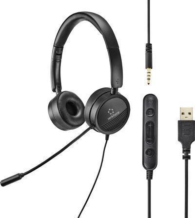 Renkforce RF-HS-360 PC-Headset USB Stereo On Ear Schwarz (RF-4737358) von Renkforce