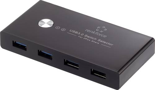 Renkforce RF-SHB-200 4 Port USB 3.2 Gen 1-Umschalter + Hub (USB 3.0) Schwarz von Renkforce