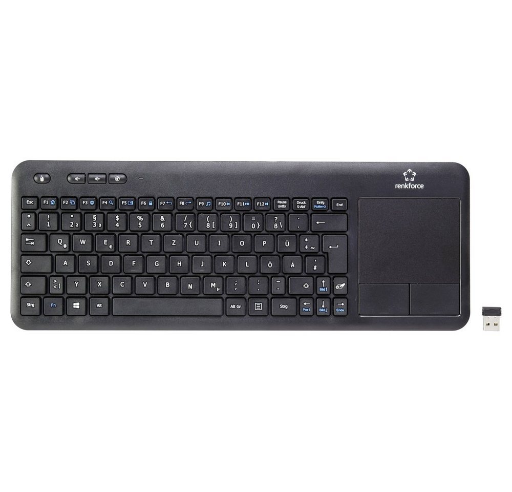 Renkforce Renkforce Wireless Touch Funk Tastatur Deutsch, QWERTZ Schwarz Touch-O Tastatur von Renkforce