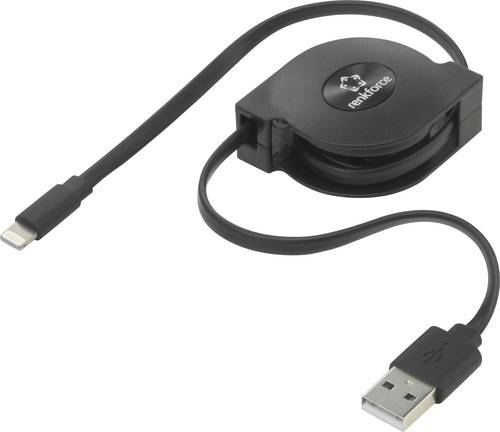 Renkforce USB-Kabel USB 2.0 USB-A Stecker, Apple Lightning Stecker 0.80m Schwarz RF-4352330 von Renkforce