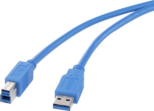Renkforce USB-Kabel USB 3.2 Gen1 (USB 3.0 / USB 3.1 Gen1) USB-A Stecker, USB-B Stecker 0.50m Blau ve von Renkforce