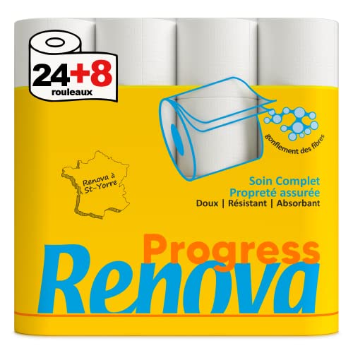 Renova Progress Toilettenpapier, 2-lagig, weiß, 24 + 8 von Renova