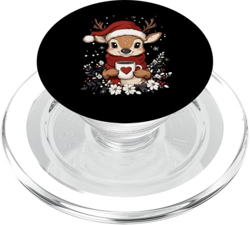 Rentier Weihnachten Frauen Männer Kinder Weihnachten Rentier PopSockets PopGrip für MagSafe von Rentier Kaffee Blumen Weihnachten Damen Herren