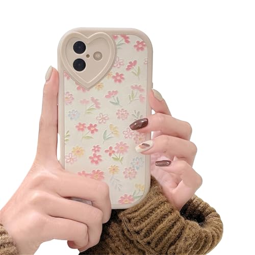 Reownest Schutzhülle für iPhone 16 Plus, kompatibel mit Blumen, Blumenmuster für Frauen und Mädchen, weiches Silikon, Liebesobjektivschutz, niedliche Hülle für iPhone 16 Plus, Weiß von Reownest