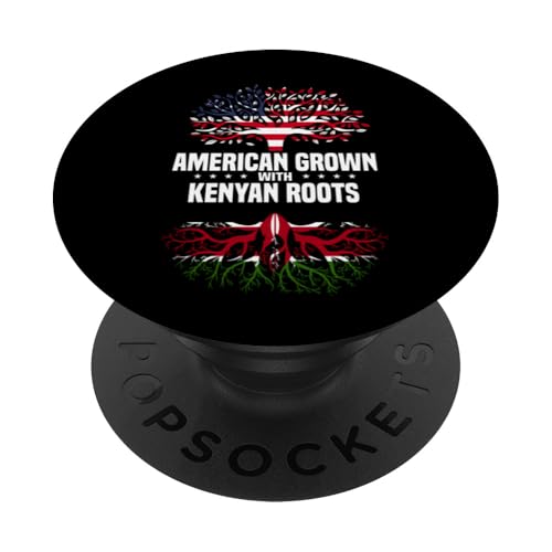 Amerikanisch gewachsen mit kenianischen Wurzeln, Amerika, Kenia Erbe PopSockets Klebender PopGrip von Republic Of Kenya Flag Design Kenyan Roots