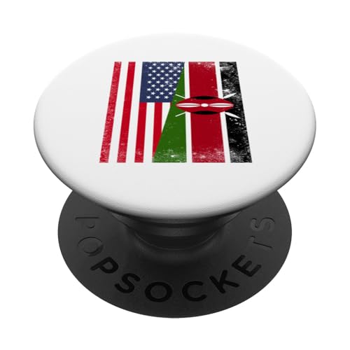 Amerikanische Kenianische Halbflagge Amerika Kenia Wurzeln PopSockets Klebender PopGrip von Republic Of Kenya Flag Design Kenyan Roots