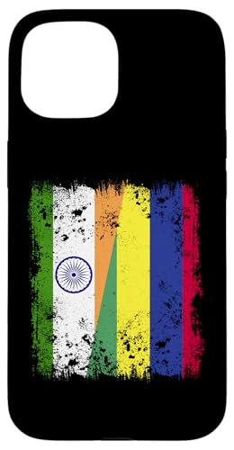 Indien Mauritius halbe Flagge Indien Mauritian Roots Pride Hülle für iPhone 15 von Republic Of Mauritius Flag Design Mauritius Travel