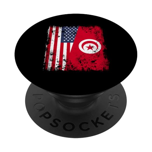 Amerika Tunesien Halbflagge Amerikanische Tunesische Flagge PopSockets Klebender PopGrip von Republic Of Tunisia Flag Proud Tunisian Roots