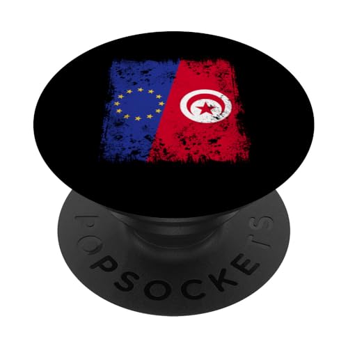 Europäische Union Tunesien Halbflagge EU Tunesien Flagge PopSockets Klebender PopGrip von Republic Of Tunisia Flag Proud Tunisian Roots