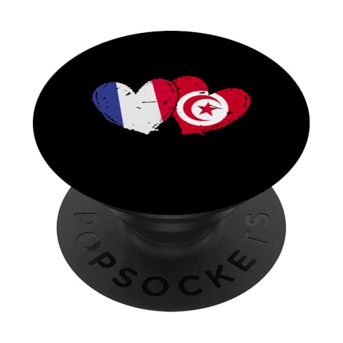 Frankreich Tunesien Herz Flaggen Französisch Tunesische Vorfahren Flagge PopSockets Klebender PopGrip von Republic Of Tunisia Flag Proud Tunisian Roots