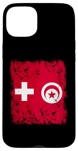 Schweiz Tunesien Halbflagge Suisse Schweiz Tunesien Flagge Hülle für iPhone 15 Plus von Republic Of Tunisia Flag Proud Tunisian Roots