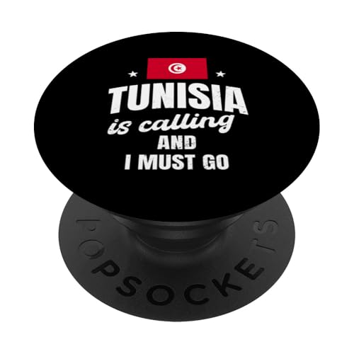 Tunesien ruft und ich muss gehen lustige tunesische Reisebekleidung PopSockets Klebender PopGrip von Republic Of Tunisia Flag Proud Tunisian Roots