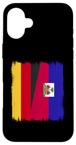 Hülle für iPhone 16 Plus Deutschland Haiti Halbflagge Deutsche Haitianische Flagge Haitianische Wurzeln von Republic of Haiti Flag Design Ayiti Haitian Pride