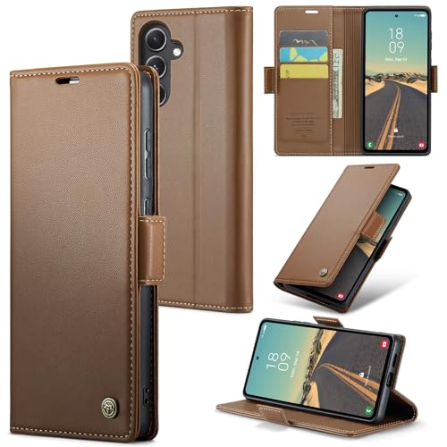 Rerzoiro Handyhülle für Samsung Galaxy S23 FE Hülle, Premium PU Leder Klapphülle RFID Schutzhülle Magnet Kartenfach Standfunktion Flip Wallet Tasche Case Kompatibel Samsung S23 FE, Braun von Rerzoiro