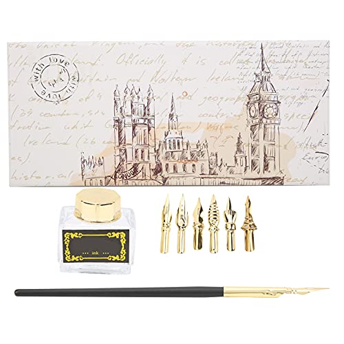 Respicefinem Kalligraphie-Stift-Set, Retro-Blumen, rutschfest, Handshake-Tauchstift, Anzug für Lehrer, Älteste, Liebhaber, Geschenke, Silber (SP124goldgold) von Respicefinem