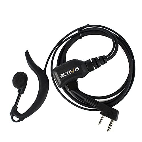 Retevis R111 Funkgeräte Headset G-Form Einstellbare Lautstärke Funkgerät Kopfhörer Ohrhörer Kompatibel mit Walkie Talkie RT24 RT21 RT22 RT27 H777 BAOFENG BF-888S BF-88E UV-5R Kenwood (1 Stück) von Retevis