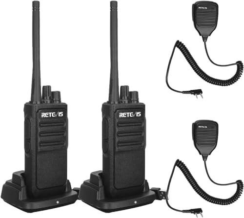 Retevis RT617 Walkie Talkie mit Mikrofon, PMR446 Wiederaufladbar, 16 Kanäle, lizenzfreies CTCSS/DCS, VOX Scan Squelch, Professionelle funkgerät für Sicherheit (2 Stück, schwarz) von Retevis