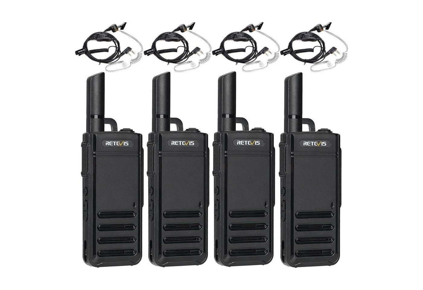 Retevis Walkie Talkie RB639 Radio, PMR446 Funkgeräte Mini mit Headset, USB-C, Wireless Clone, Lärmschutz, VOX, Professional für Restaurant, Einzelhandel (4er Pack) von Retevis