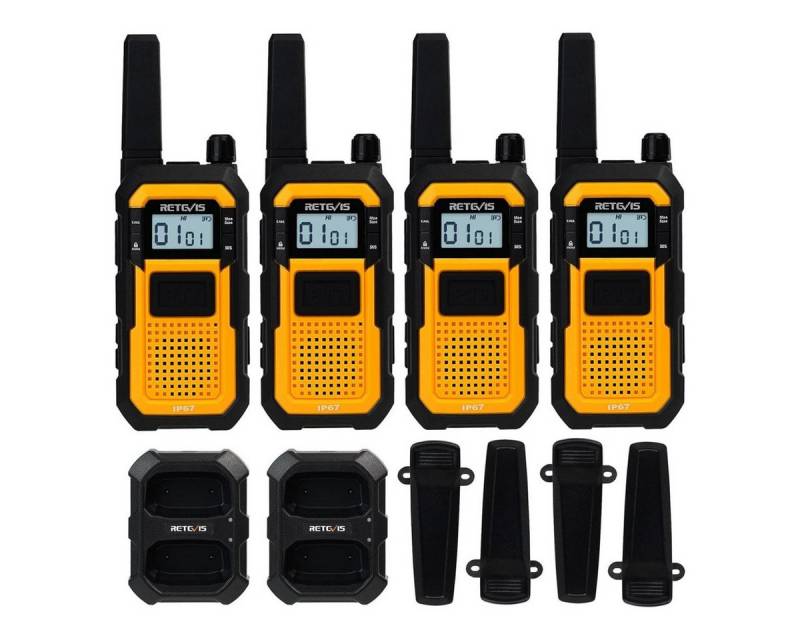 Retevis Walkie Talkie RB648 Robuste Funkgeräte, IP67 wasserdichte Radios, 2000 mAh (4 Stück), VOX, wiederaufladbar, Dual PTT, Notfallalarm, industrielle Sicherheit von Retevis