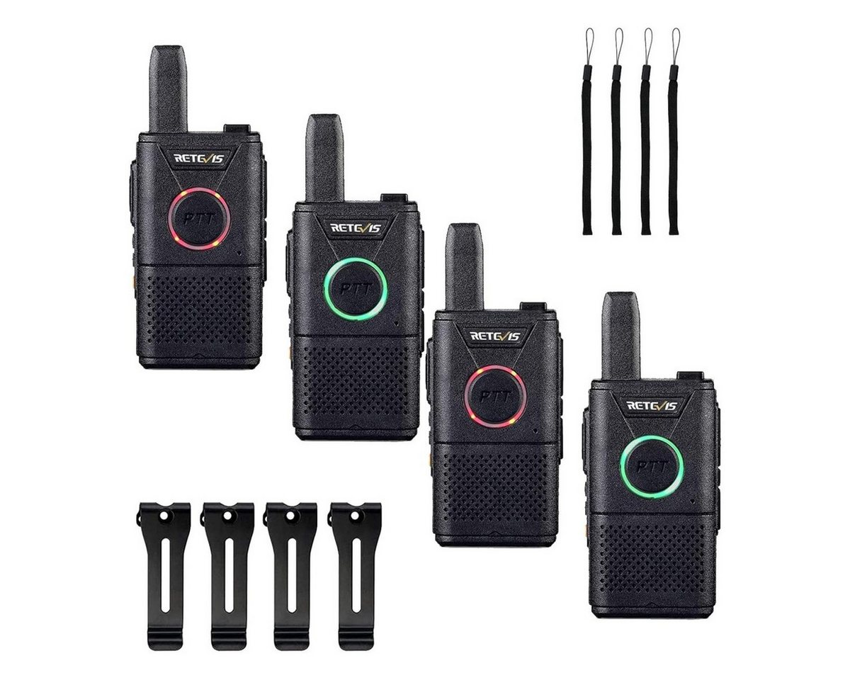 Retevis Walkie Talkie RT618 Mini-Walkie-Talkie,lizenzfreies Dual-PTT-PMR446,für Camping(4er), USB wiederaufladbar, tragbares Handfunkgerät mit großer Reichweite von Retevis