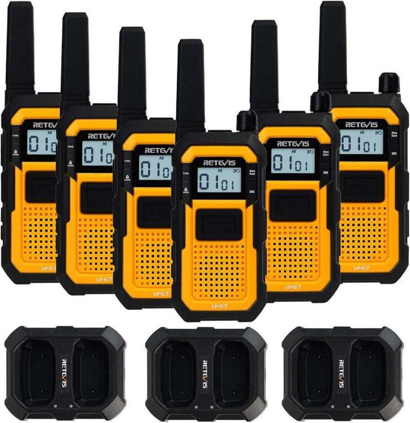 Retevis Walkie Talkie RB648 Funkgeräte, IP67 wasserdichtes Radio, stoßfest, 2000 mAh, USB-C, Professionelles für Erwachsene, geeignet für Baustellen (6er-Pack) von Retevis