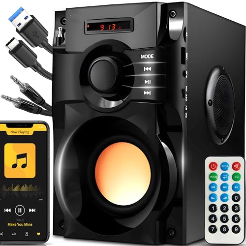 Retoo 15 W Kabelloser Bluetooth Lautsprecher mit Radio und Akku 9 Stunden Laufzeit, Tragbare PartyBox mit AUX- und Micro-SD-Karteneingang, Musikbox für Party, Karaoke, Stereo für Telefon, PC, Schwarz von Retoo