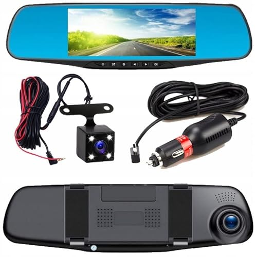 Retoo Full HD Auto Spiegel Dashcam mit Rückfahrkamera mit Nachtsicht Rear Right Lower Loop-Aufnahme und 4,3 Zoll Display 170° Vorne / 120° Hinten 1080P Dual Autokamera Parkmonitor von Retoo
