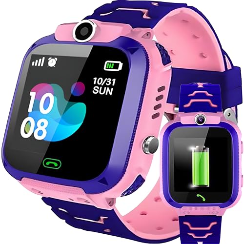 Retoo Kinder Smart Watch für Jungen und Mädchen Armbanduhr Smart GPS SOS Anruf Uhr Handy Kid, Smartwatch für Kinder mit Musik, Wecker, Schulmodus, Taschenlampe Rosa von Retoo