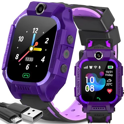 Retoo Smartwatch Kinder Smart Watch Armbanduhr mit GPS Camera SIM für Kinder Mädchen Jungen Ab 3 Jahre Touchscreen Sport Fitness Armband Geschenk Call Android iOS Purple von Retoo