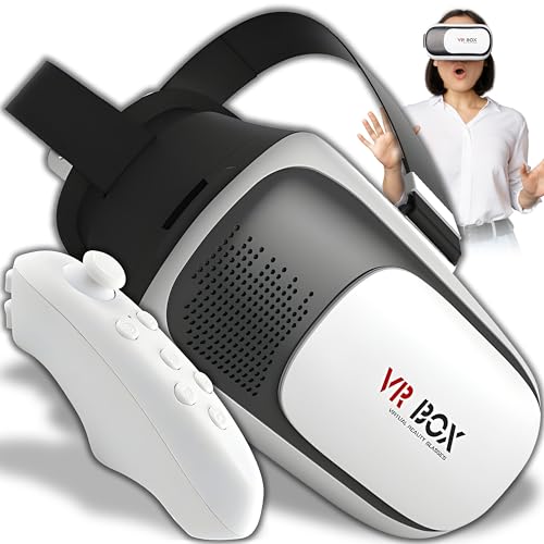 Retoo Virtual Reality Brille für 3.5 – 6.3 Zoll Smartphone mit Fernbedienung und 360° Viewer, VR Headset Brille kompatibel mit Android, iOS, iPhone, Samsung, Moto, LG, Huawei, Asus, VR-Zubehör, Weiß von Retoo