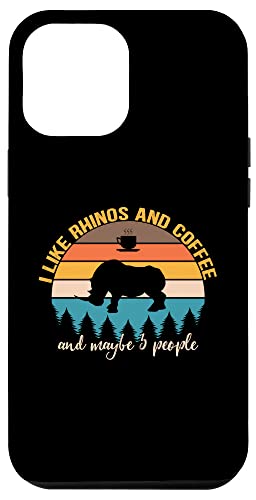 Ich mag Nashorn und Kaffee und vielleicht 3 Leute Lustiger Kaffee Hülle für iPhone 12 Pro Max von Retro Animals & Coffe Novelty