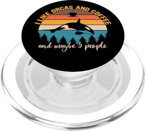 Ich mag Orcas und Kaffee und vielleicht 3 Leute Lustiger Kaffee PopSockets PopGrip für MagSafe von Retro Animals & Coffe Novelty