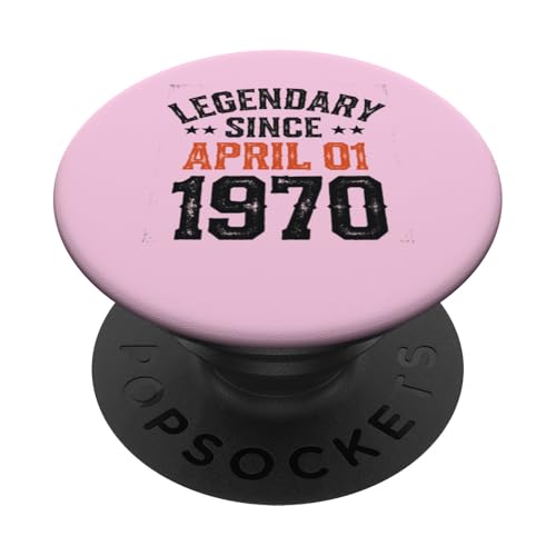 Legendär seit dem 01. April 1970, toller Geburtstag, lustiger Retro-Look PopSockets Klebender PopGrip von Retro April 1970 Birthday Shirt for Men & Women